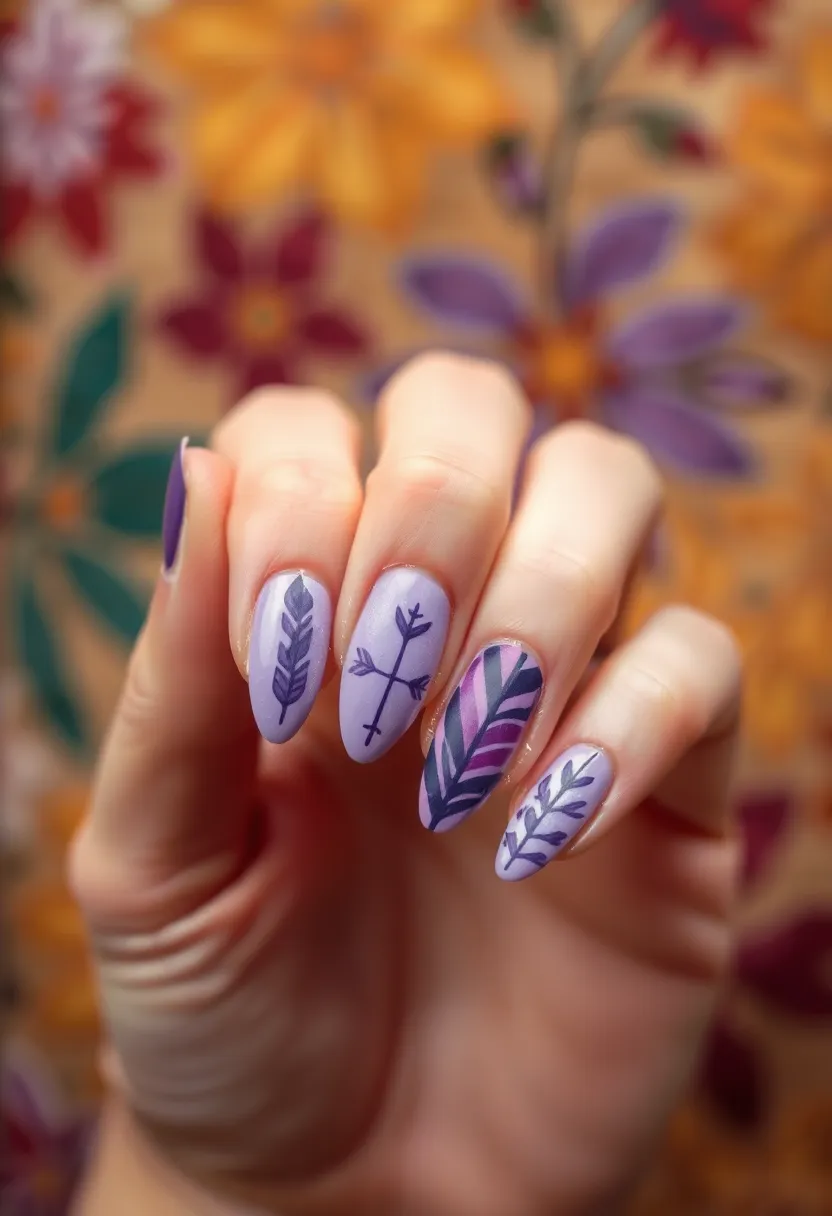 25 Mystical Purple Nail Ideas for Regal - 22. Bohemian Charm