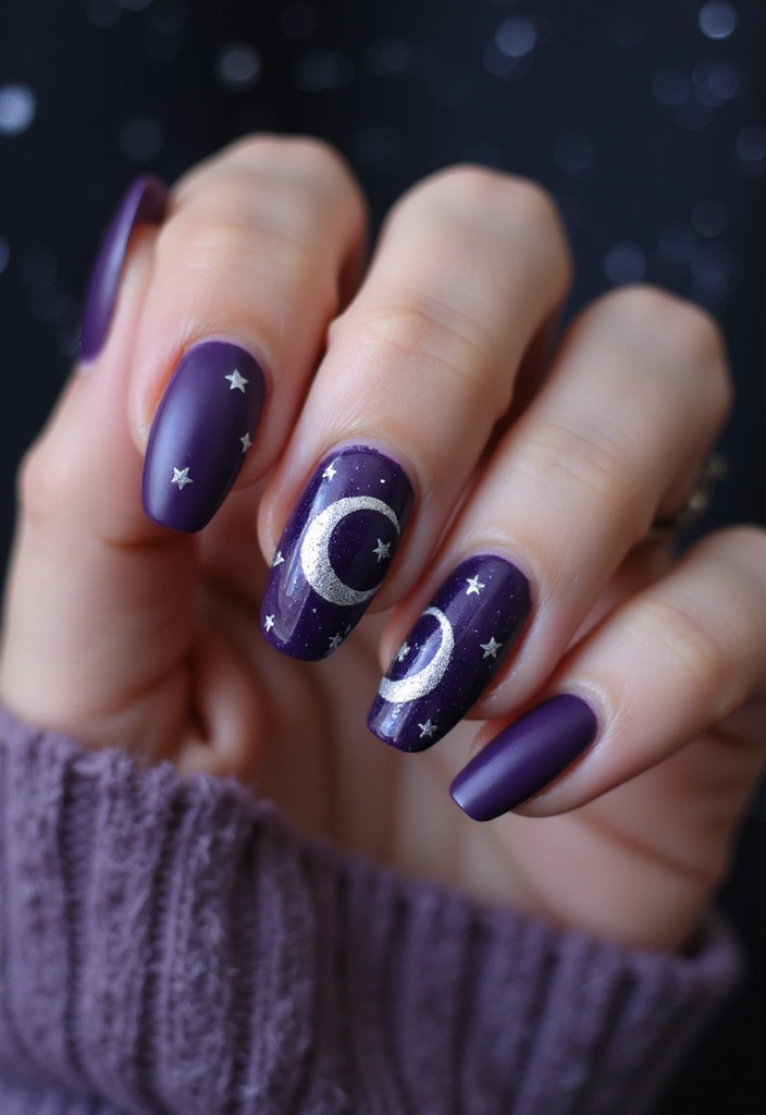 25 Mystical Purple Nail Ideas for Regal - 3. Moonlit Magic