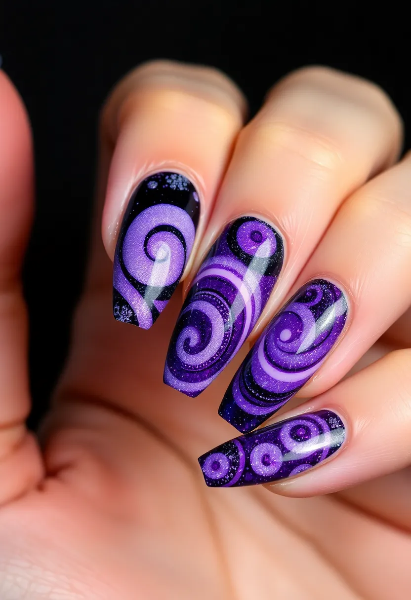 25 Mystical Purple Nail Ideas for Regal - 5. Cosmic Swirls