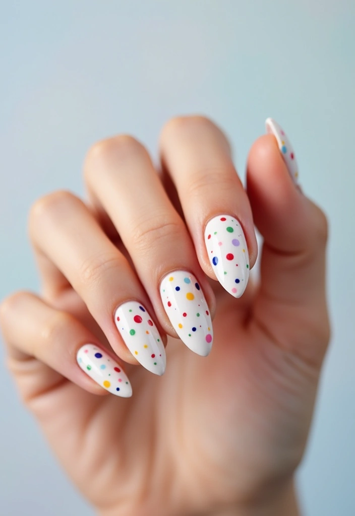 25 Pure White Nail Ideas for Ethereal - 11. Dotted White Nails