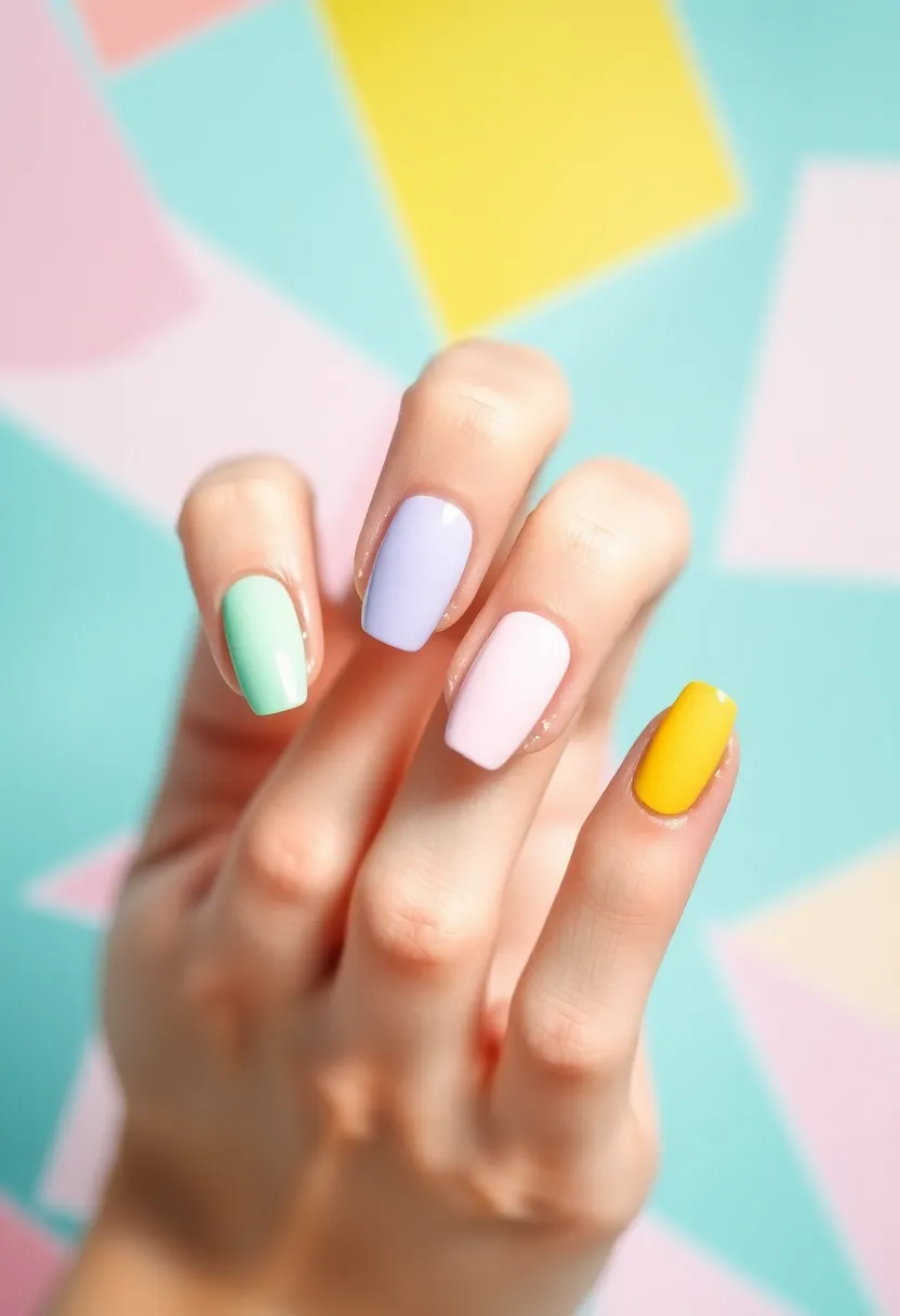 25 Pure White Nail Ideas for Ethereal - 15. White and Pastel Color Block