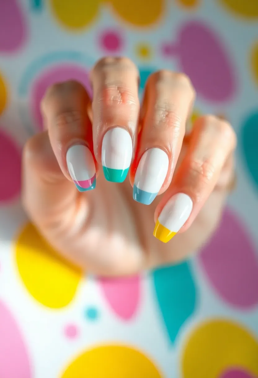 25 Pure White Nail Ideas for Ethereal - 17. White with Colorful Tips