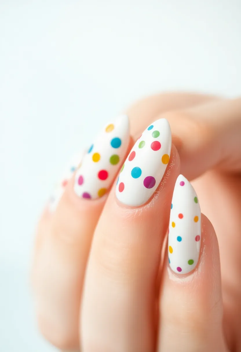 25 Pure White Nail Ideas for Ethereal - 19. White with Polka Dots