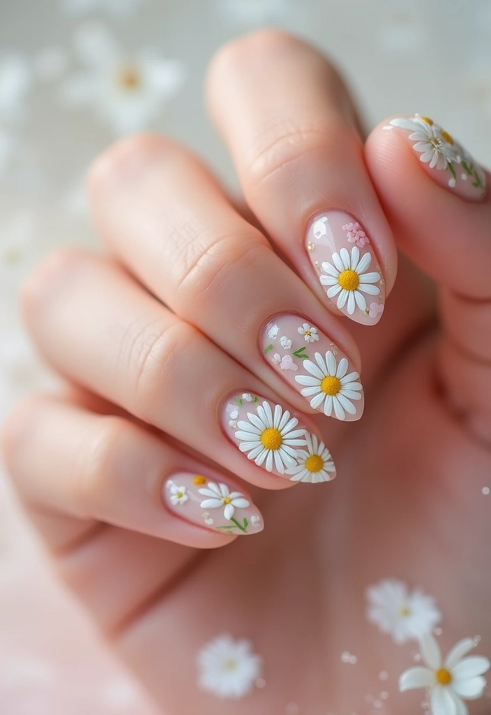 25 Pure White Nail Ideas for Ethereal - 7. White Floral Nail Art