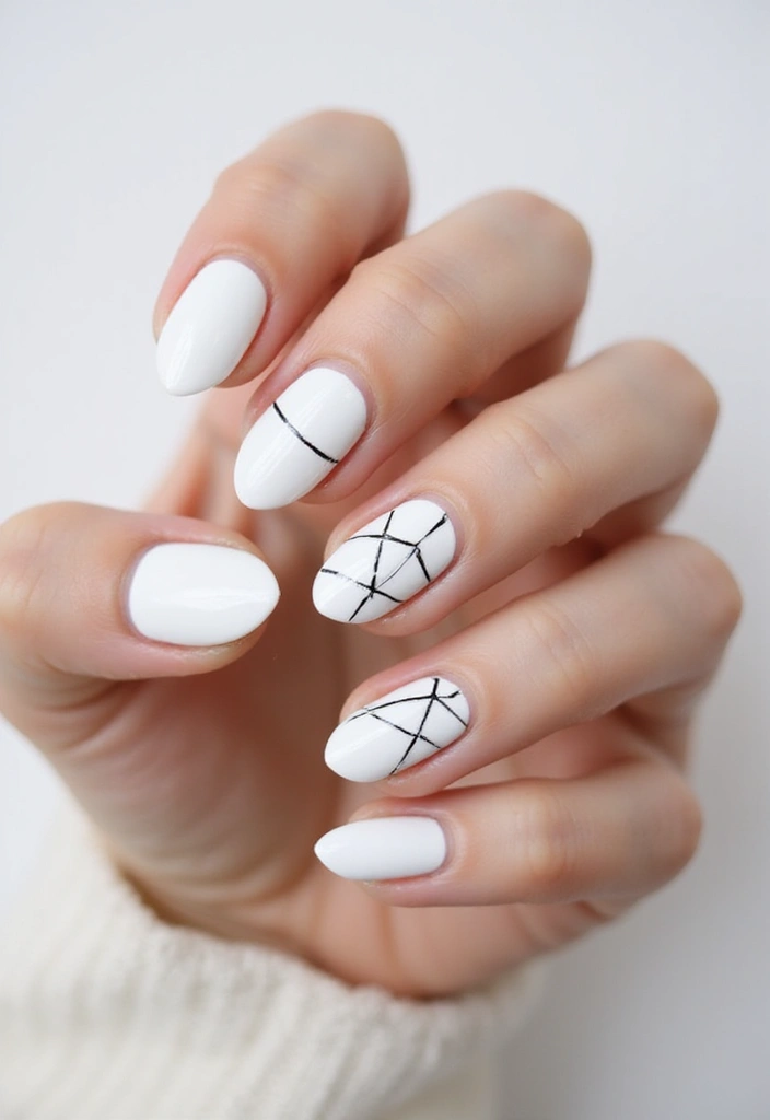 25 Pure White Nail Ideas for Ethereal - 9. Minimalist Geometric White Nails