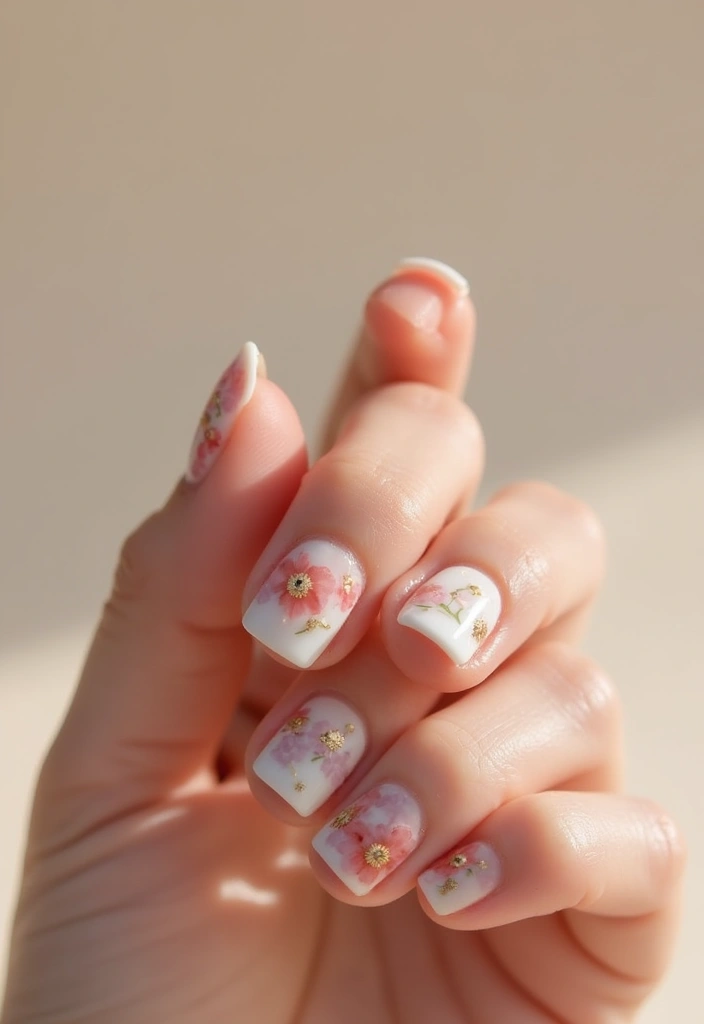 25 Square Nail Inspo for Structured Elegance - 14. Floral Elegance