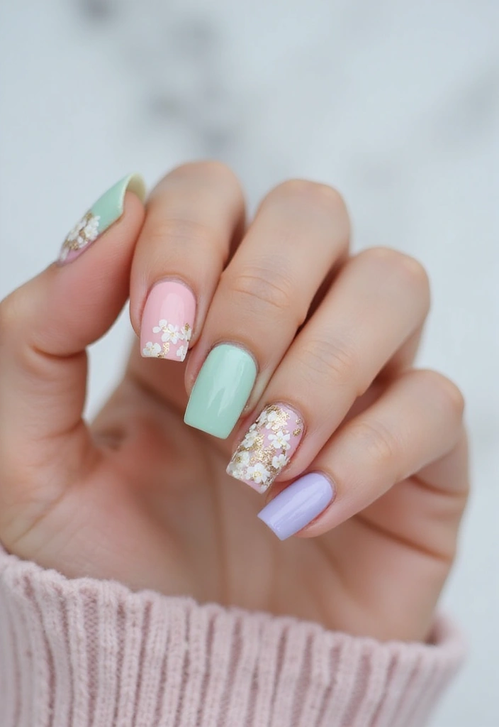 25 Square Nail Inspo for Structured Elegance - 3. Soft Pastel Dreams
