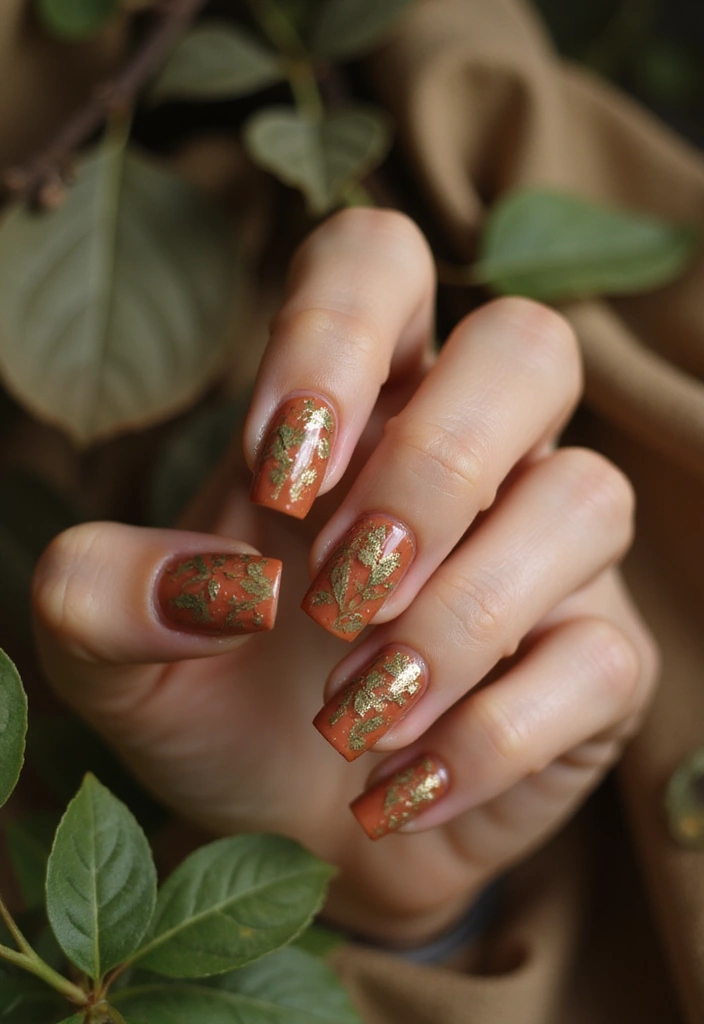 25 Square Nail Inspo for Structured Elegance - 8. Nature-Inspired Designs