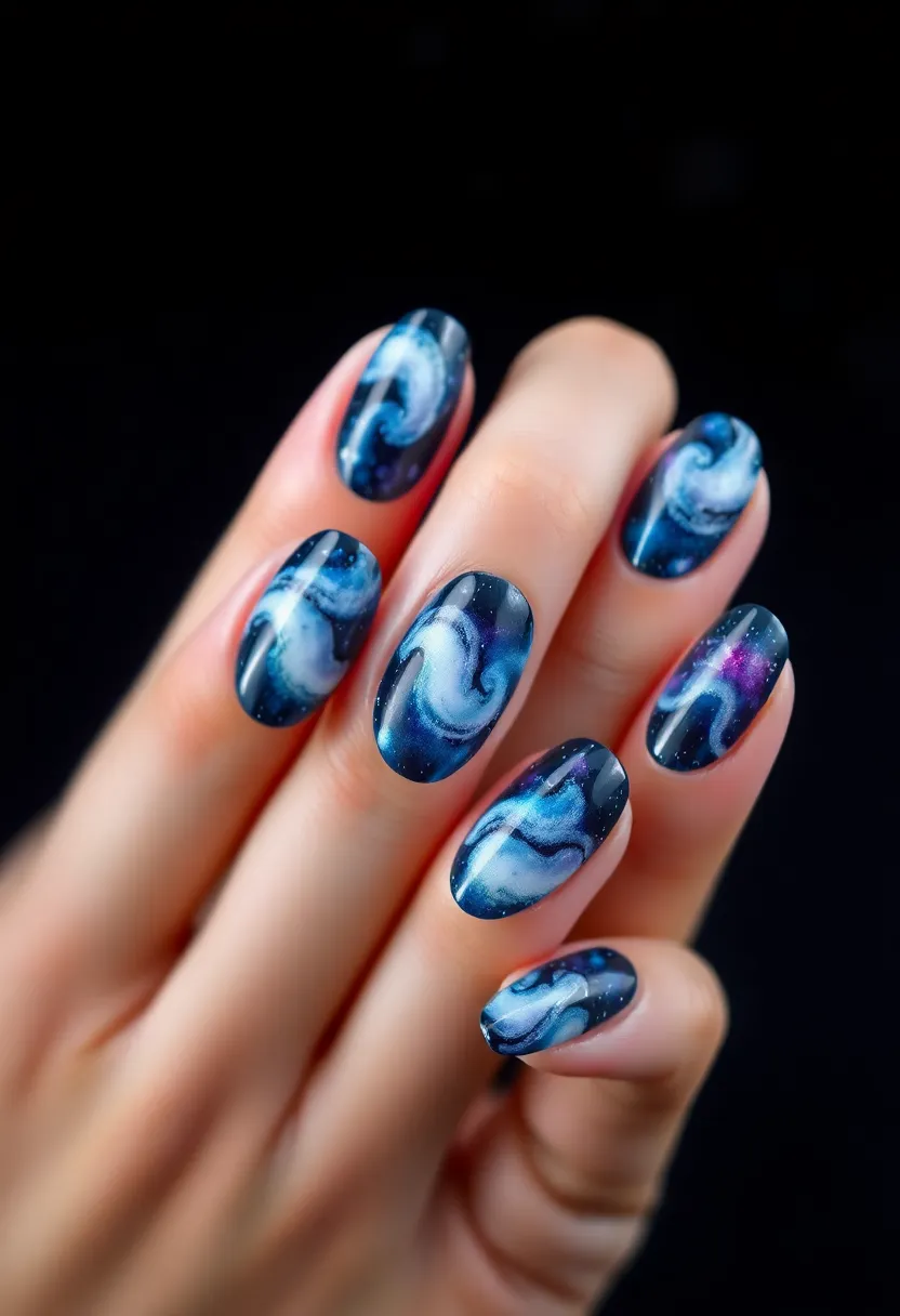 25 Starry Acrylic Nail Ideas for Nighttime: Embrace the Glamorous Twinkle - 12. Milky Way Marvel