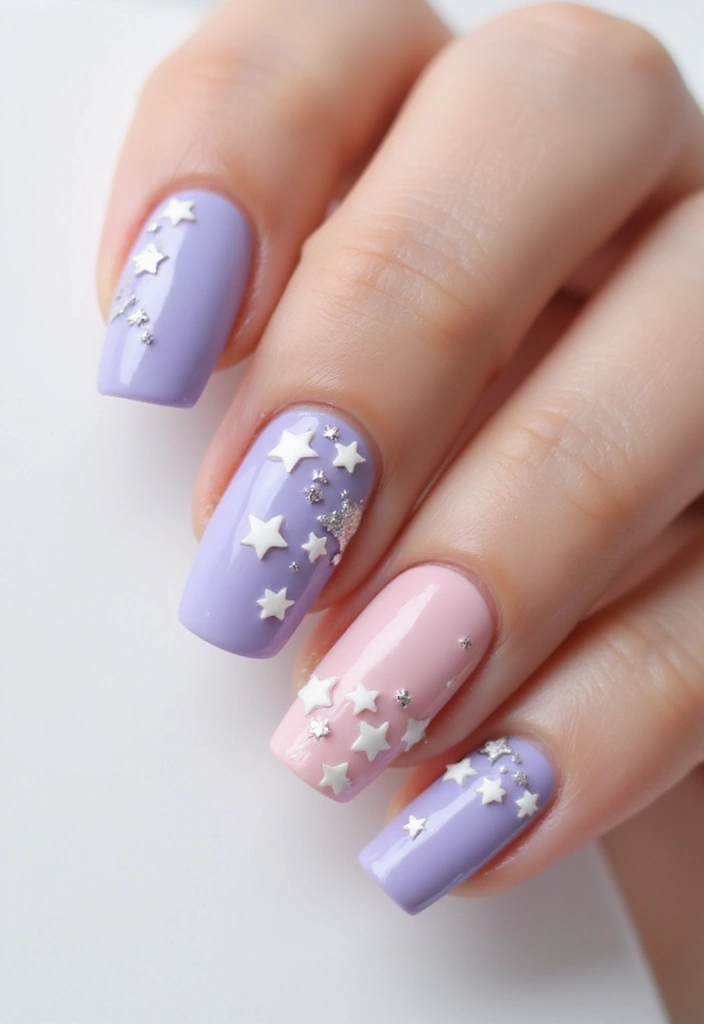 25 Starry Acrylic Nail Ideas for Nighttime: Embrace the Glamorous Twinkle - 2. Twinkling Stars