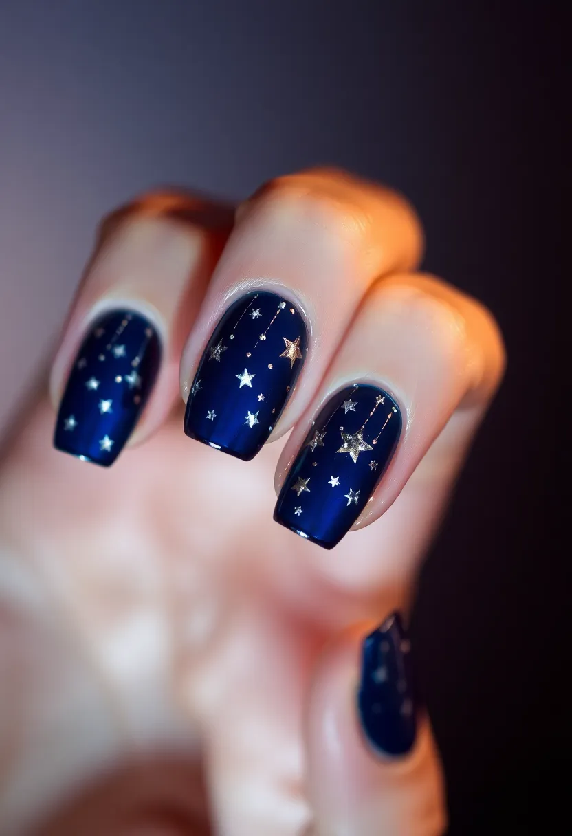 25 Starry Acrylic Nail Ideas for Nighttime: Embrace the Glamorous Twinkle - 20. Sparkly Starfall