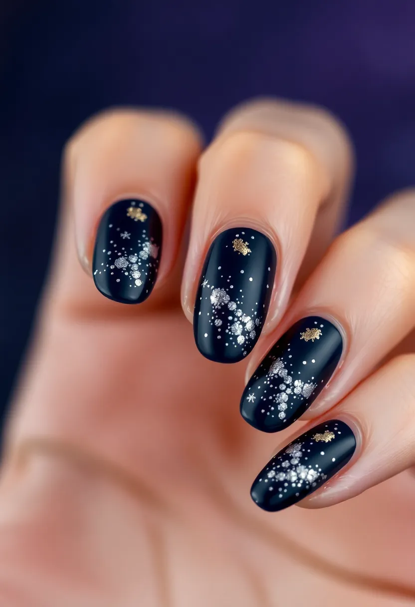 25 Starry Acrylic Nail Ideas for Nighttime: Embrace the Glamorous Twinkle - 23. Glamorous Starry Night