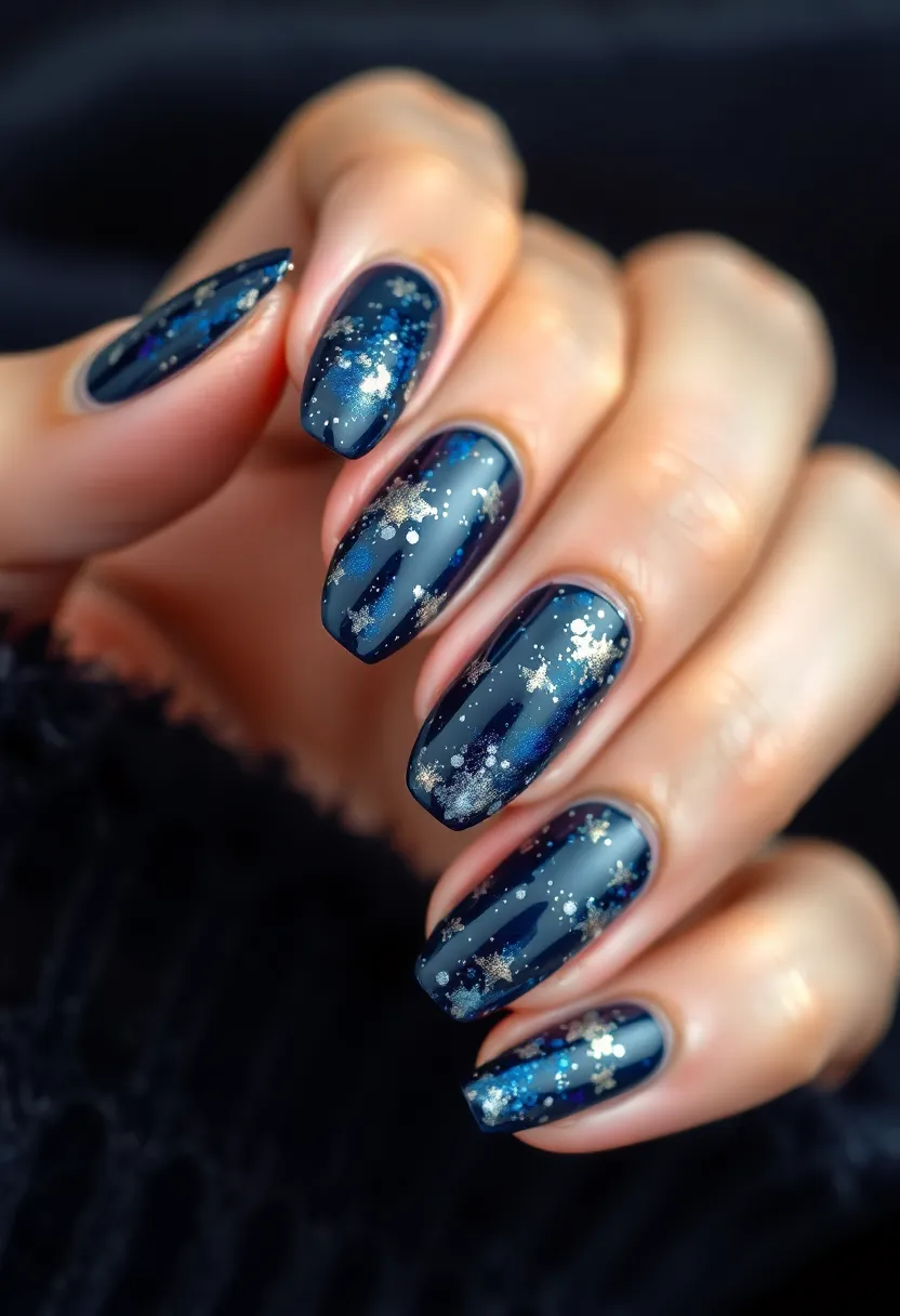 25 Starry Acrylic Nail Ideas for Nighttime: Embrace the Glamorous Twinkle - 24. Starry Night Splatter