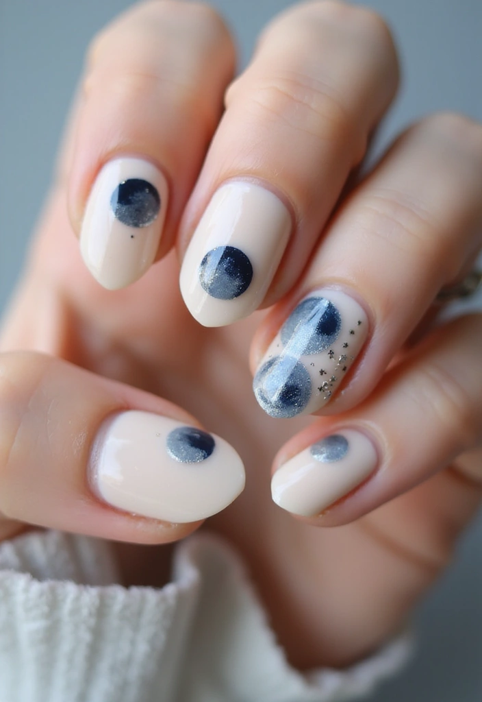 25 Starry Acrylic Nail Ideas for Nighttime: Embrace the Glamorous Twinkle - 4. Cosmic Moon