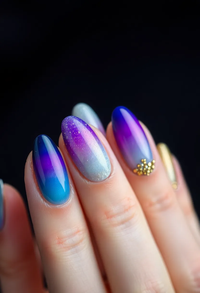 25 Starry Acrylic Nail Ideas for Nighttime: Embrace the Glamorous Twinkle - 6. Celestial Ombre