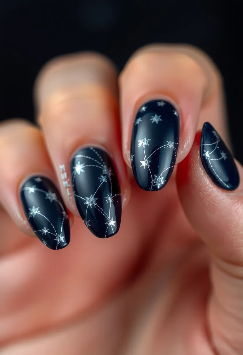 25 Starry Acrylic Nail Ideas for Nighttime: Embrace the Glamorous Twinkle - 8. Glittering Meteor Showers