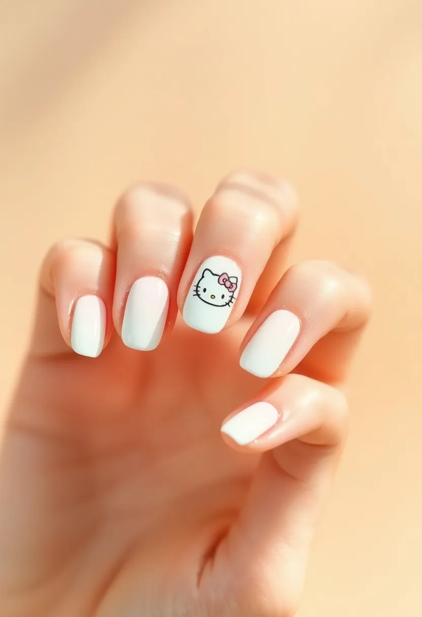 25 Whimsical Hello Kitty Nail Ideas for Iconic Cuteness - 16. Hello Kitty and Minimalist Designs