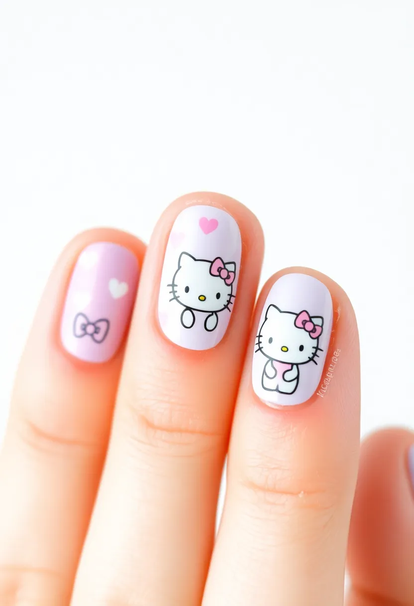 25 Whimsical Hello Kitty Nail Ideas for Iconic Cuteness - 17. Vintage Hello Kitty Designs