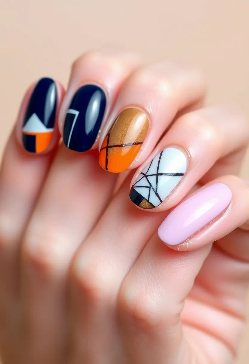 26 Almond Shape Nail Ideas for Sleek Seductive Silhouettes - 10. Abstract Geometry
