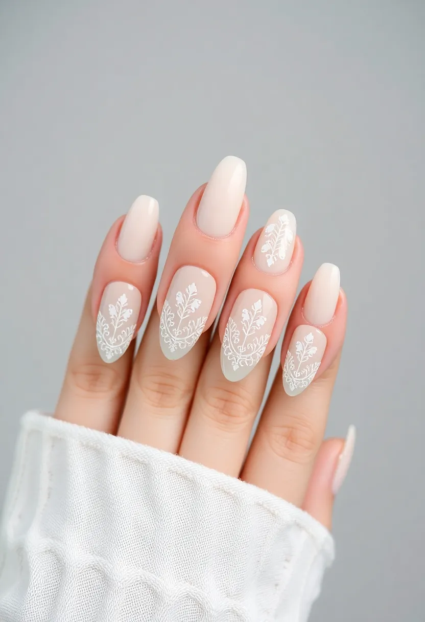 26 Almond Shape Nail Ideas for Sleek Seductive Silhouettes - 11. Elegant Lace Patterns