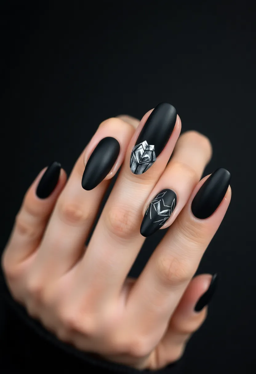 26 Almond Shape Nail Ideas for Sleek Seductive Silhouettes - 24. Edgy Matte Black