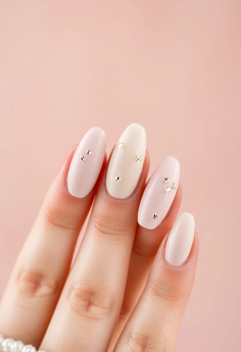 26 Almond Shape Nail Ideas for Sleek Seductive Silhouettes - 25. Soft Neutrals with Glitter