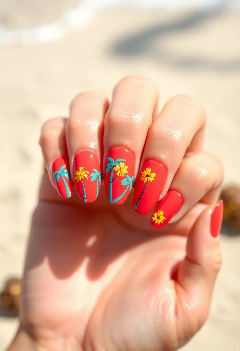 26 Almond Shape Nail Ideas for Sleek Seductive Silhouettes - 8. Tropical Vibes