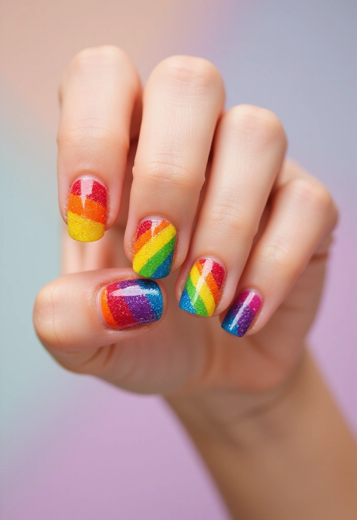 26 Cute Nails for Kids with Safe Materials - 1. Rainbow Delight