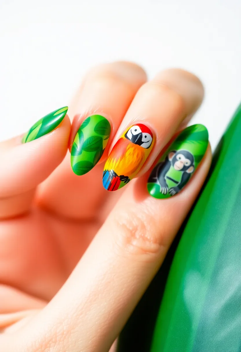 26 Cute Nails for Kids with Safe Materials - 19. Fun in the Jungle