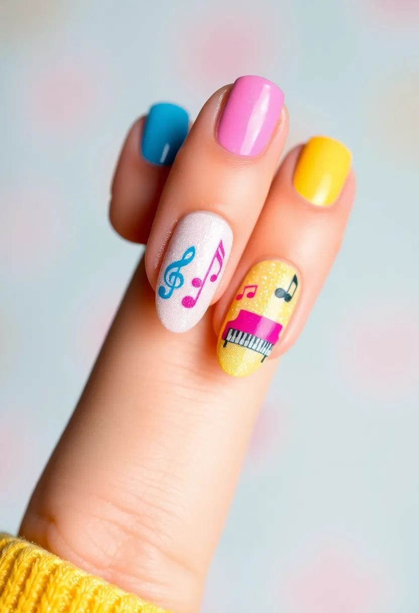 26 Cute Nails for Kids with Safe Materials - 20. Music Beats
