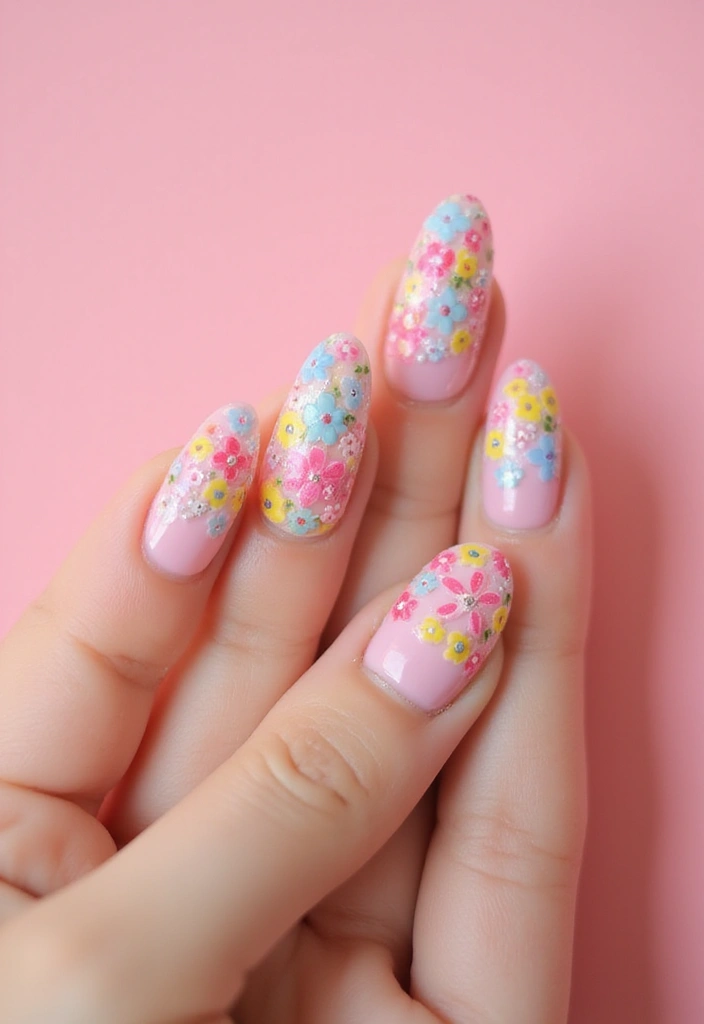 26 Cute Nails for Kids with Safe Materials - 4. Flower Power
