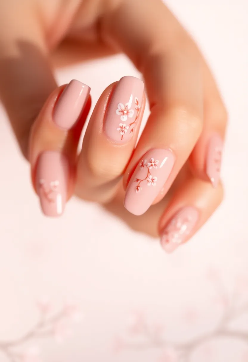 26 Delicate Nails with Flowers for Romantic - 13. Enchanted Cherry Blossoms