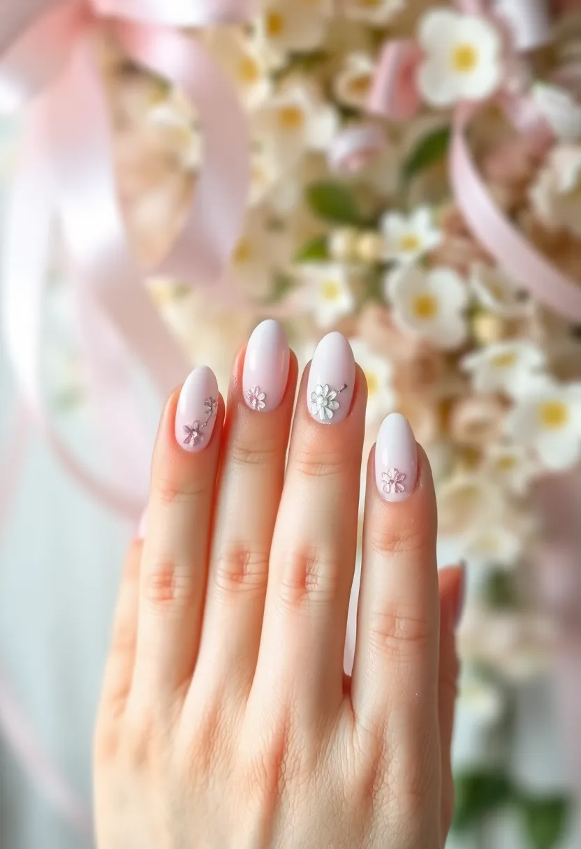 26 Delicate Nails with Flowers for Romantic - 17. Gentle Pink Ombre with Flowers