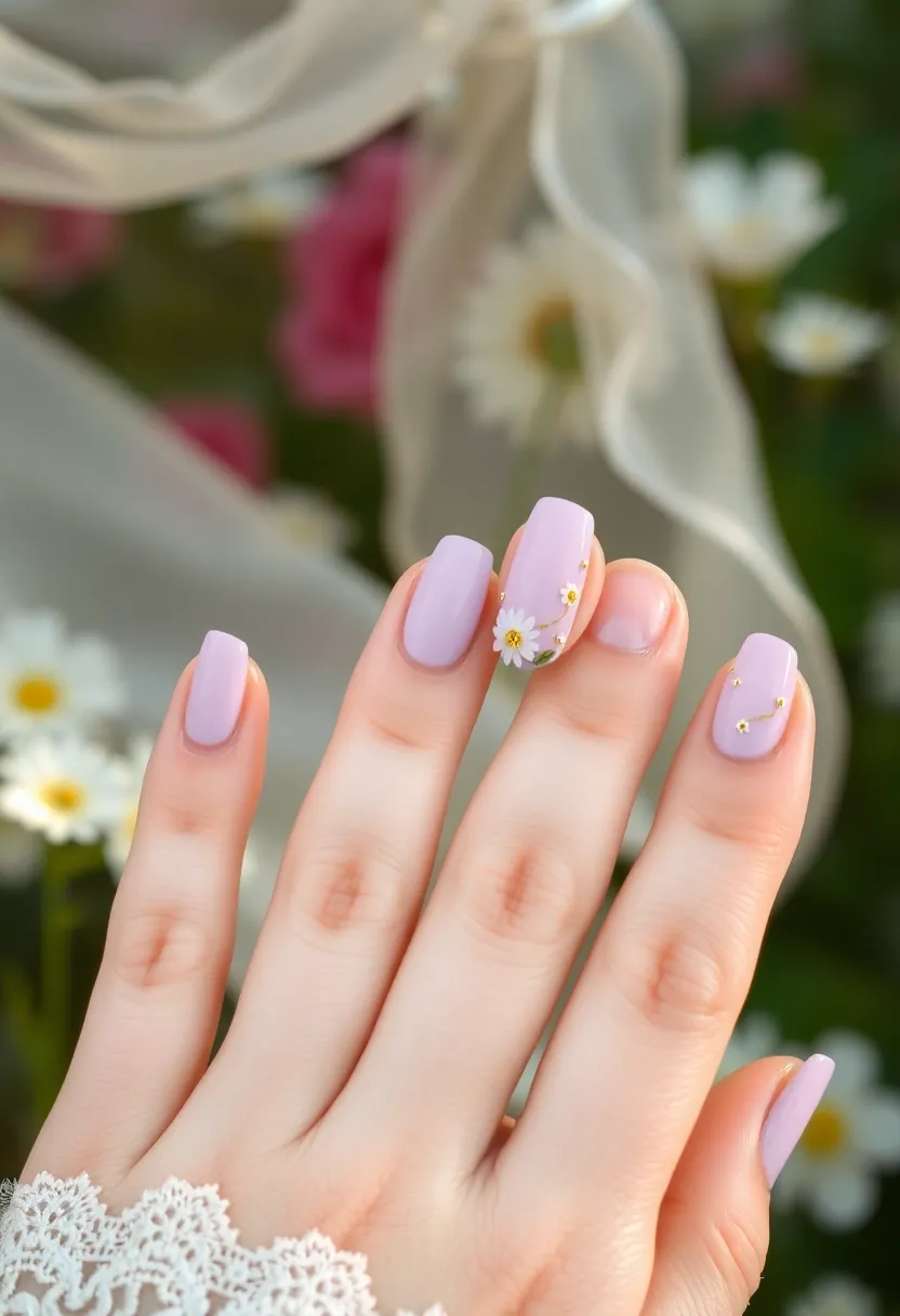 26 Delicate Nails with Flowers for Romantic - 22. Soft Floral Trail