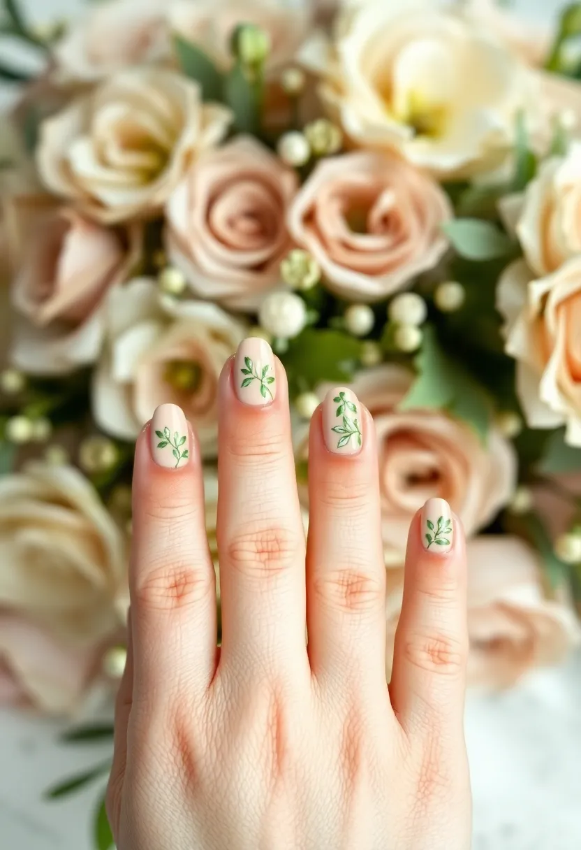 26 Delicate Nails with Flowers for Romantic - 25. Serene Green Florals