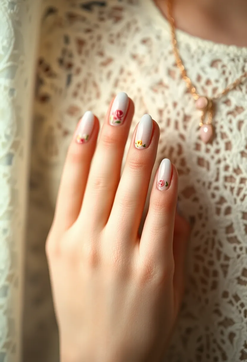 26 Delicate Nails with Flowers for Romantic - 8. Vintage Rose Elegance