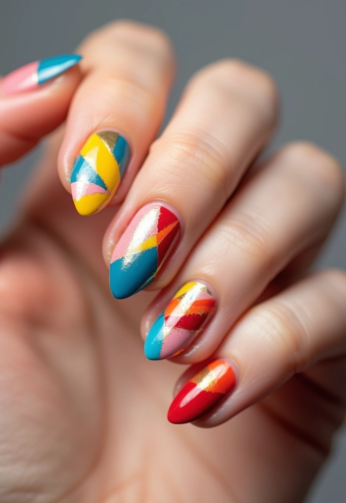 26 Festive Birthday Nail Ideas for Celebration-Ready Vibes - 12. Colorful Geometric Shapes