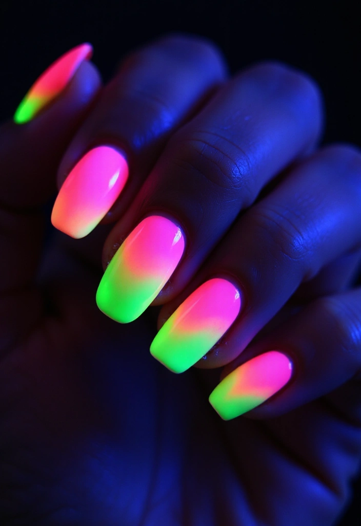 26 Festive Birthday Nail Ideas for Celebration-Ready Vibes - 14. Neon Glow Party Nails