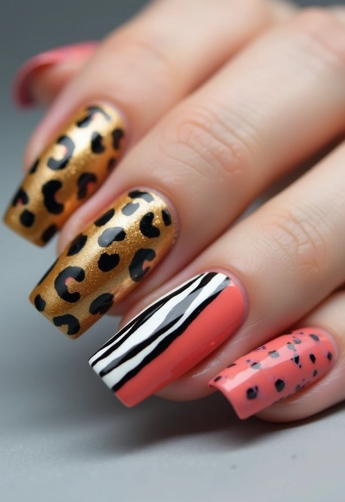 26 Festive Birthday Nail Ideas for Celebration-Ready Vibes - 18. Fun and Funky Animal Prints