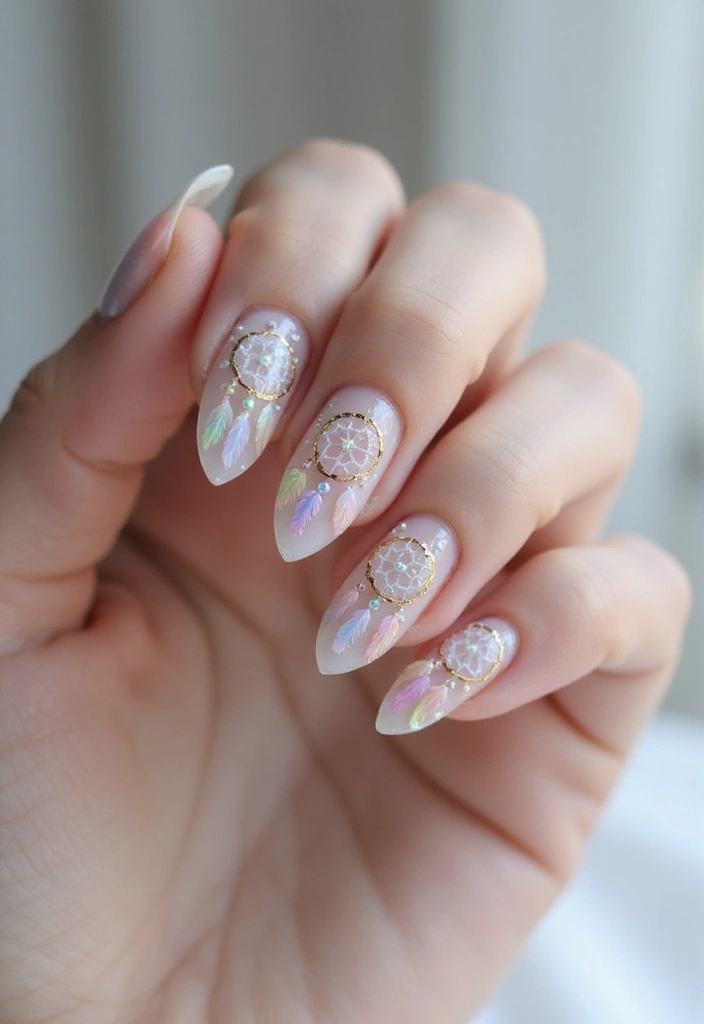 26 Festive Birthday Nail Ideas for Celebration-Ready Vibes - 19. Ethereal Dreamcatcher Nails