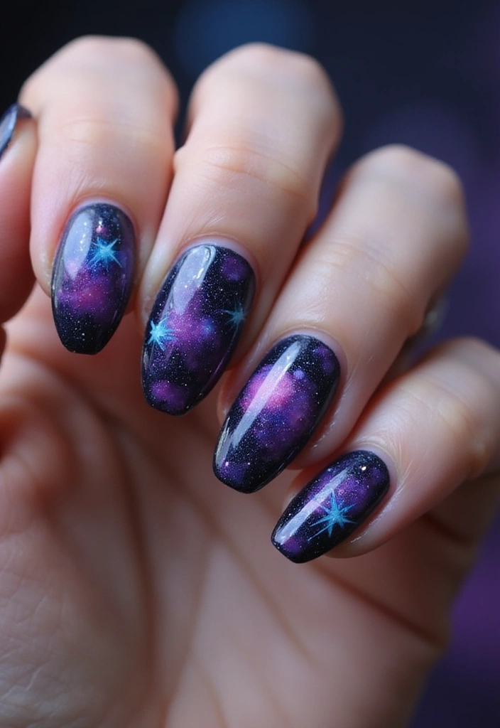 26 Festive Birthday Nail Ideas for Celebration-Ready Vibes - 23. Cosmic Galaxy Nails