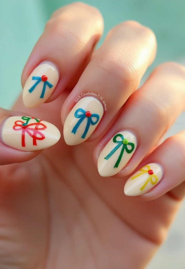 26 Festive Birthday Nail Ideas for Celebration-Ready Vibes - 24. Festive Ribbon Nails