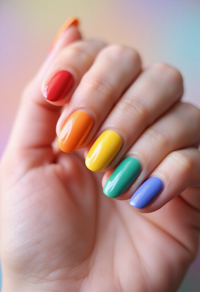 26 Festive Birthday Nail Ideas for Celebration-Ready Vibes - 6. Rainbow Delight