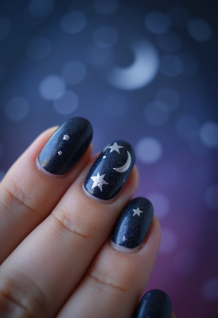 26 Festive Birthday Nail Ideas for Celebration-Ready Vibes - 9. Starry Night Party Nails