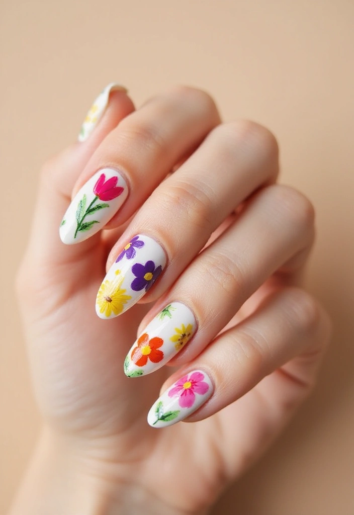 26 Floral Nail Ideas for Blooming - 11. Whimsical Wildflowers
