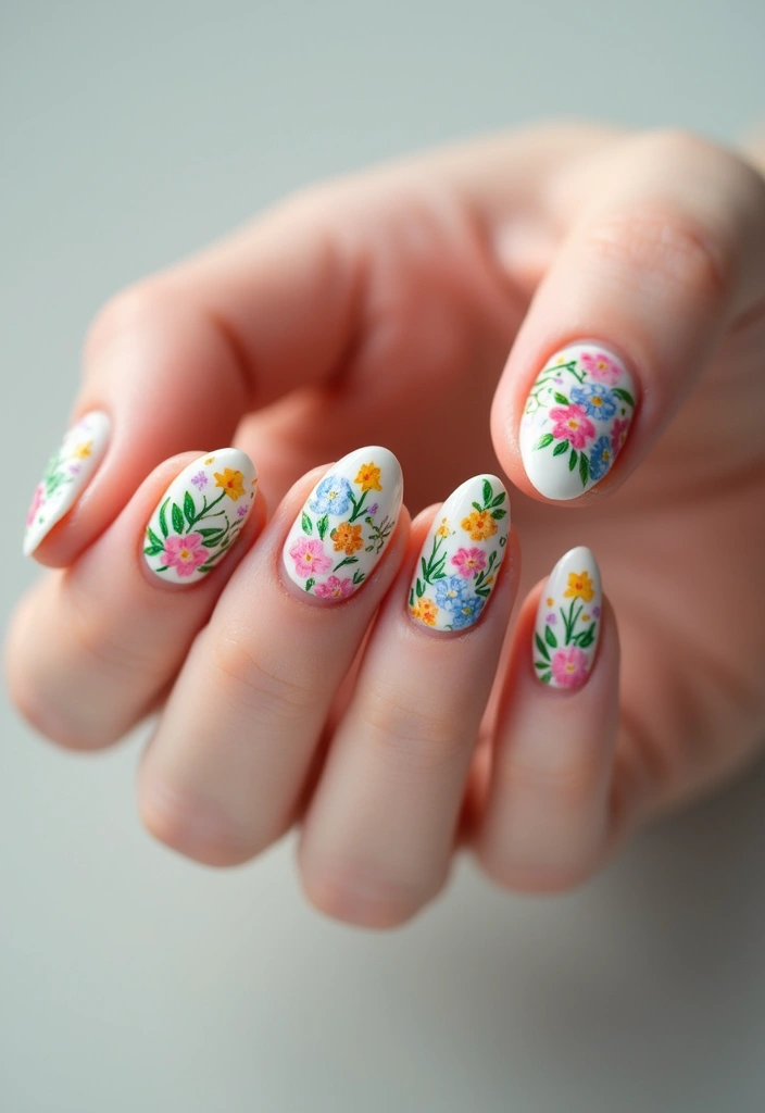 26 Floral Nail Ideas for Blooming - 13. Colorful Floral Patterns