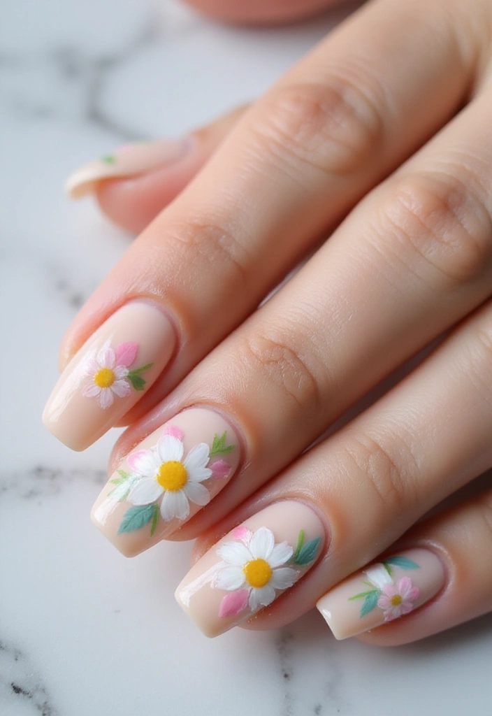 26 Floral Nail Ideas for Blooming - 21. Flower Power Accent Nails