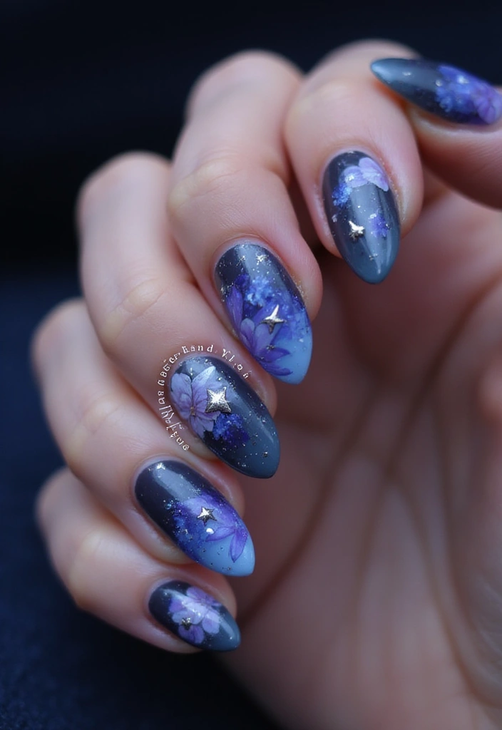 26 Floral Nail Ideas for Blooming - 22. Celestial Blooms