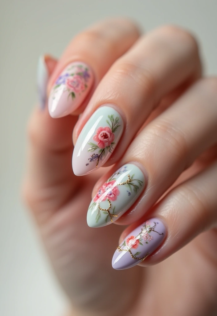 26 Floral Nail Ideas for Blooming - 25. Romantic Floral Chains