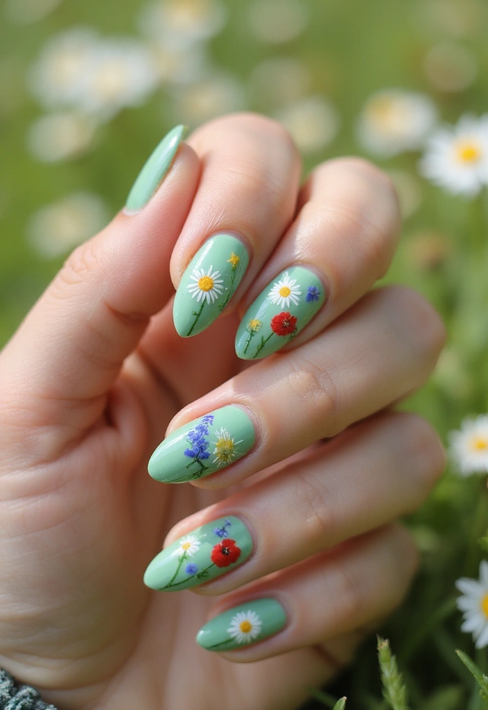 26 Floral Nail Ideas for Blooming - 3. Spring Meadow Magic
